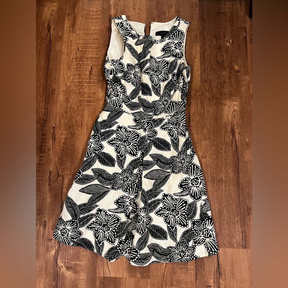 JCrew black and white flower print dress